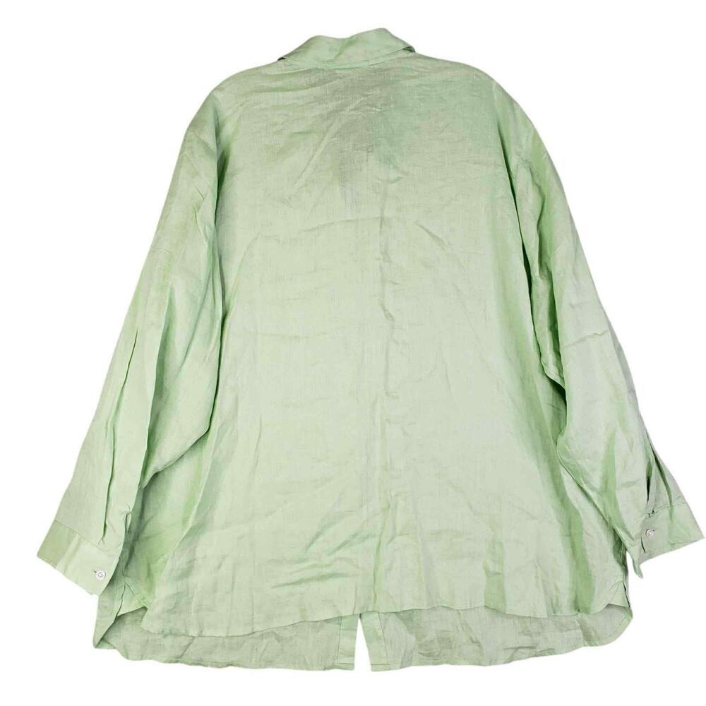 J Jill Love Linen Button Down Shirt Long Sleeve Plus Size 3X Green - Picture 3 of 8